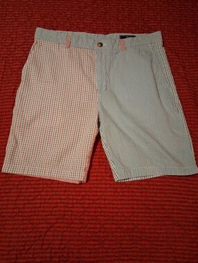Vineyard Vines Seersucker Patchwork Shorts Mens 36 Preppy Summer Beach Golf EUC